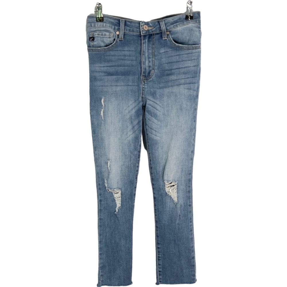 KanCan Ripped Roll Cuff High Waisted Capri Jeans Distressed 28 High Mid Rise